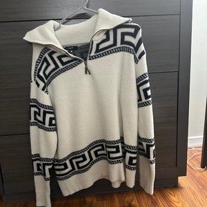 Aqua Cement Printed Fleece Quarter Zip Pullover M